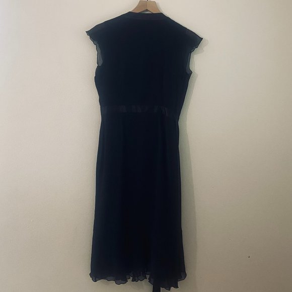 Hobbs of London Dress Black Silk Wrap Chiffon Size 10 - Picture 9 of 10